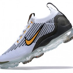 Dame/Herre Nike Air VaporMax 2021 Flyknit Hvit Gul og Black Løper sko