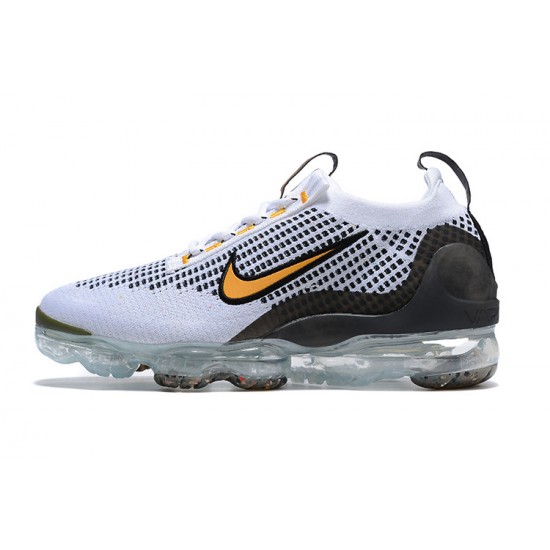 Dame/Herre Nike Air VaporMax 2021 Flyknit Hvit Gul og Black Løper sko