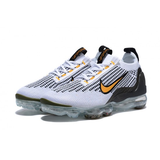 Dame/Herre Nike Air VaporMax 2021 Flyknit Hvit Gul og Black Løper sko