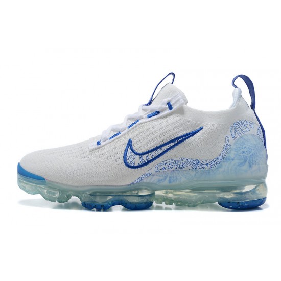 Dame/Herre Nike Air VaporMax 2021 Flyknit Hvit og Blå Løper sko