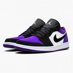 Jordan 1 Low Court Purple Vit/Svart-Court Lila Jordan Sko 553558-125