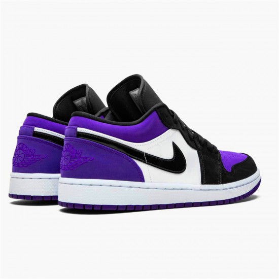 Jordan 1 Low Court Purple Vit/Svart-Court Lila Jordan Sko 553558-125