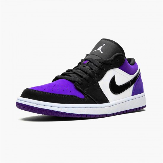 Jordan 1 Low Court Purple Vit/Svart-Court Lila Jordan Sko 553558-125