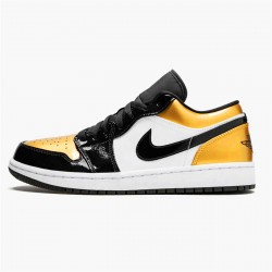 Jordan 1 Low Gold Toe Metallic Guld/Svart-Vit Jordan Sko CQ9447-700