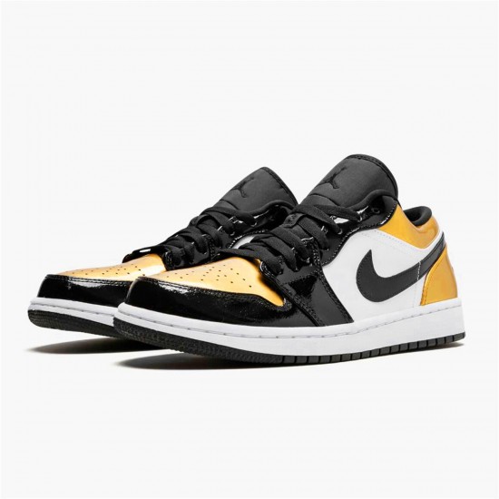 Jordan 1 Low Gold Toe Metallic Guld/Svart-Vit Jordan Sko CQ9447-700