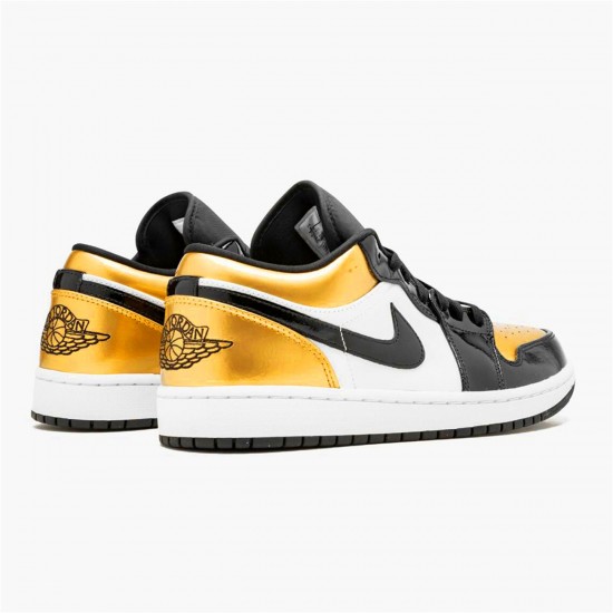 Jordan 1 Low Gold Toe Metallic Guld/Svart-Vit Jordan Sko CQ9447-700