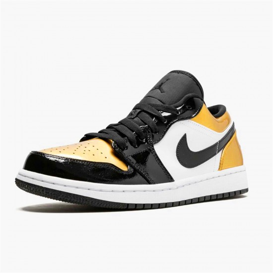 Jordan 1 Low Gold Toe Metallic Guld/Svart-Vit Jordan Sko CQ9447-700