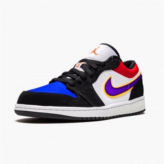 Jordan 1 Low Lakers Top 3 Svart/Court Lila-University Guld-Bright Crimson-Game Royal-Vit Jordan Sko CJ9216-051