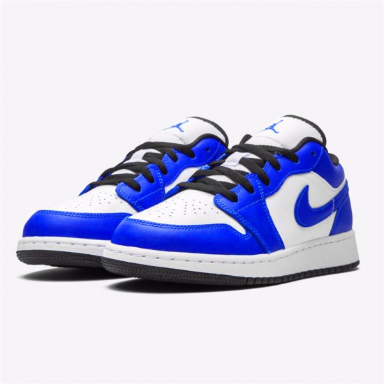 Jordan 1 Low Game Royal (GS) Vit/Game Royal-Svart Jordan Sko 553560-124