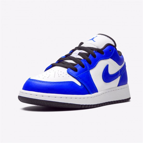 Jordan 1 Low Game Royal (GS) Vit/Game Royal-Svart Jordan Sko 553560-124