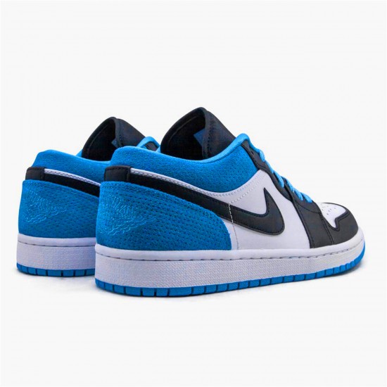 Jordan 1 Low Laser Blue Svart/Svart-Laser Blå-Vit Jordan Sko CK3022-004