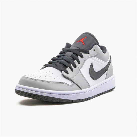 Jordan 1 Low Light Smoke Grey Light Smoke Grå/Gym Röd-Vit Jordan Sko 553558-030