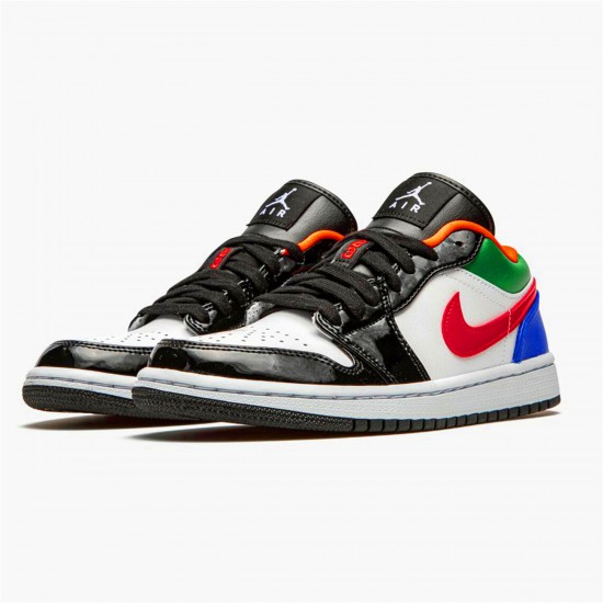 Jordan 1 Low Multi-Color Black Toe Vit/Hyper Royal-University Röd-Vit Jordan Sko CZ4776-101