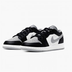 Jordan 1 Low Grey Toe (GS) Svart/Svart-Light Smoke Grå-Vit Jordan Sko 553560-039