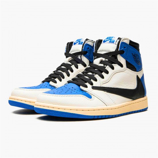 Jordan 1 High OG SP Fragment x Travis Scott Sail/Svart-Military Blå-Shy Rosa Jordan Sko DH3227-105