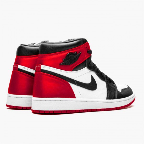 Jordan 1 High Satin Black Toe Svart/Vit-University Röd Jordan Sko CD0461-016