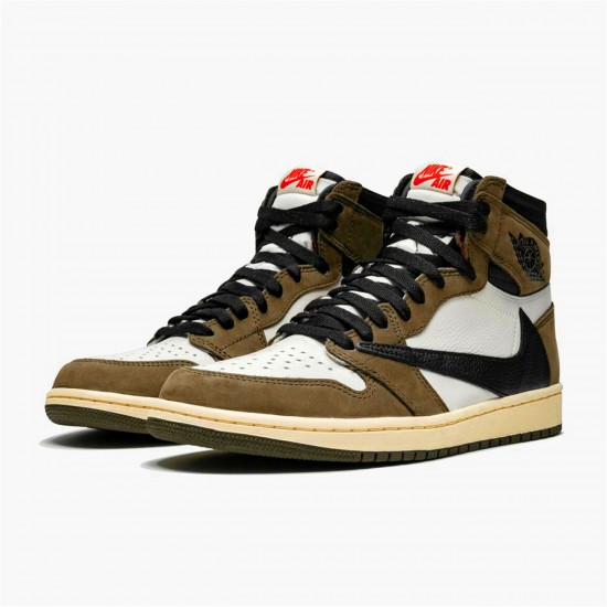 Jordan 1 High Travis Scott Sail/Svart-Dark Mocha-University Röd Jordan Sko CD4487-100