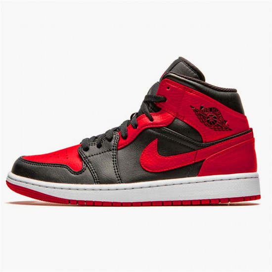 Jordan 1 Mid Banned (2020) Svart/University Röd-Svart-Whit Jordan Sko 554724-074