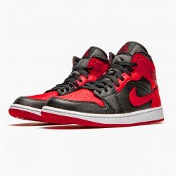 Jordan 1 Mid Banned (2020) Svart/University Röd-Svart-Whit Jordan Sko 554724-074