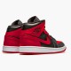 Jordan 1 Mid Banned (2020) Svart/University Röd-Svart-Whit Jordan Sko 554724-074