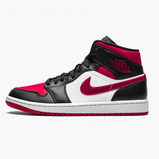 Jordan 1 Mid Bred Toe Svart/Noble Röd-Vit Jordan Sko 554724-066