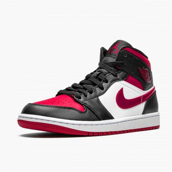 Jordan 1 Mid Bred Toe Svart/Noble Röd-Vit Jordan Sko 554724-066