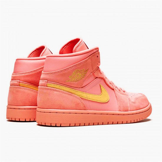 Jordan 1 Mid Coral Gold Coral Stardust/Club Guld-Coral Stardust Jordan Sko 852542-600