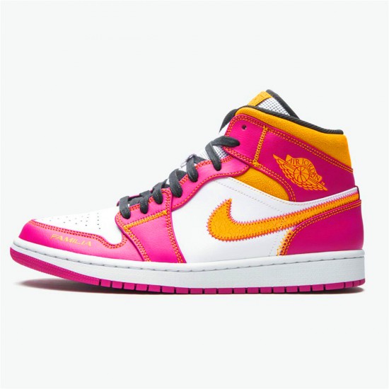 Jordan 1 Mid Dia de los Muertos Vit/Fuchsia-Orange-Svart Jordan Sko DC0350-100