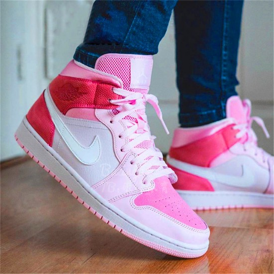 Jordan 1 Mid Digital Pink Digital Rosa/Vit-Rosa Foam-Sail Jordan Sko CW5379-600