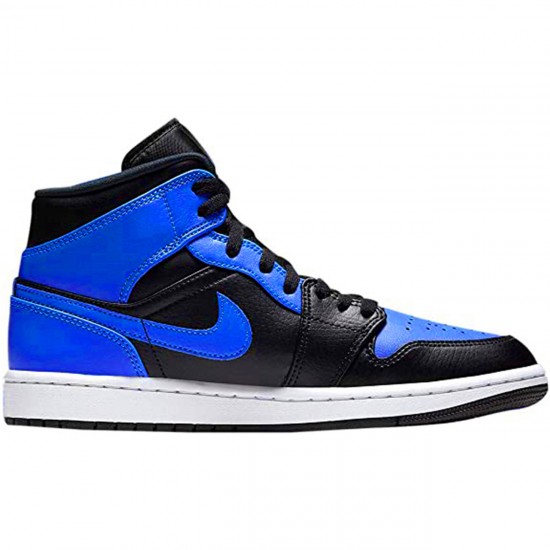 Jordan 1 Mid Hyper Royal Tumbled Leather Svart/Hyper Royal-Vit Jordan Sko 554724-077