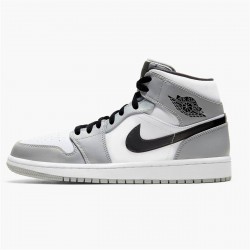 Jordan 1 Mid Light Smoke Grey Light Smoke Grå/Svart-Vit Jordan Sko 554724-092