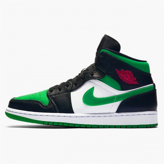 Jordan 1 Mid Green Toe Svart/Gym Röd-Vit-Pine Grön Jordan Sko 554724-067