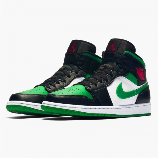 Jordan 1 Mid Green Toe Svart/Gym Röd-Vit-Pine Grön Jordan Sko 554724-067