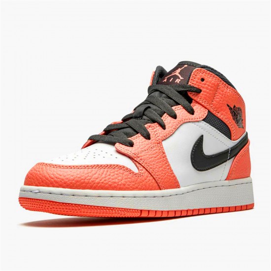 Jordan 1 Mid Pink Quartz (GS) Rosa Quartz/Dark Smoke Grå-Whit Jordan Sko 555112-603