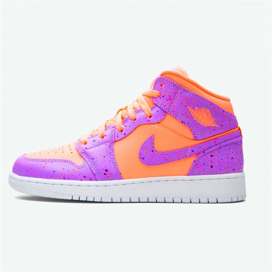 Jordan 1 Mid SE GS Atomic Pulse Orange Pulse/Atomic Violet/Laser Crimson/Voltage Lila/Vit Jordan Sko AV5174-800