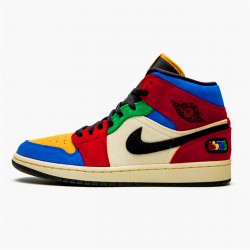 Jordan 1 Mid SE Fearless Blue the Great Muslin/Varsity Röd-Royal-Taxi-Svart Jordan Sko CU2805-100