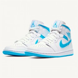 Jordan 1 Mid UNC Vit/Dark Powder Blå-Vit Jordan Sko BQ6472-114