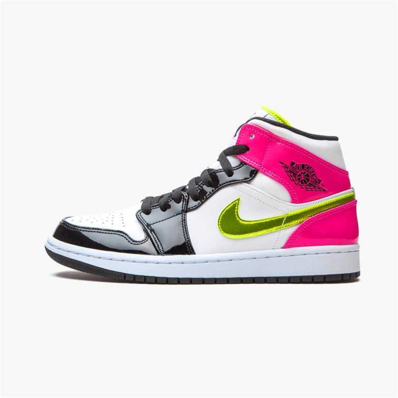 Jordan 1 Mid White Black Cyber Pink Vit/Svart-Cyber-Rosa Jordan Sko CZ9834-100