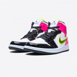 Jordan 1 Mid White Black Cyber Pink Vit/Svart-Cyber-Rosa Jordan Sko CZ9834-100