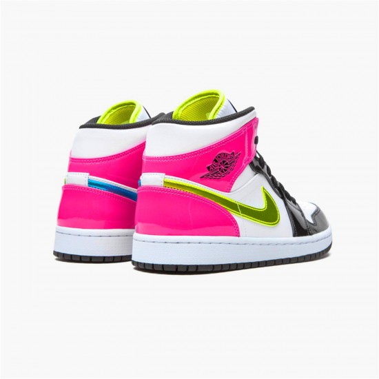 Jordan 1 Mid White Black Cyber Pink Vit/Svart-Cyber-Rosa Jordan Sko CZ9834-100