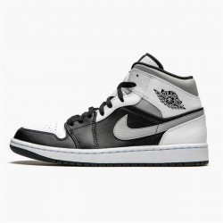 Jordan 1 Mid White Shadow Svart/Medium Grå-Vit Jordan Sko 554724-073