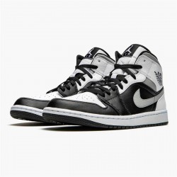 Jordan 1 Mid White Shadow Svart/Medium Grå-Vit Jordan Sko 554724-073