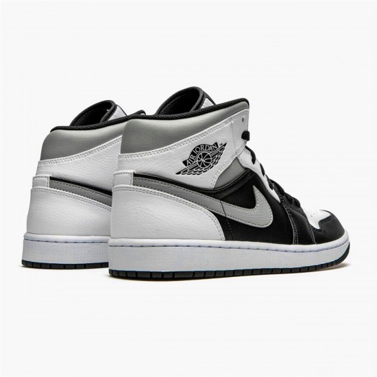 Jordan 1 Mid White Shadow Svart/Medium Grå-Vit Jordan Sko 554724-073