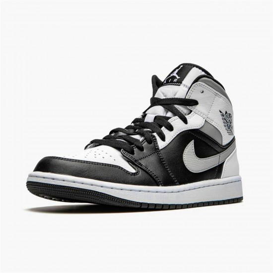 Jordan 1 Mid White Shadow Svart/Medium Grå-Vit Jordan Sko 554724-073