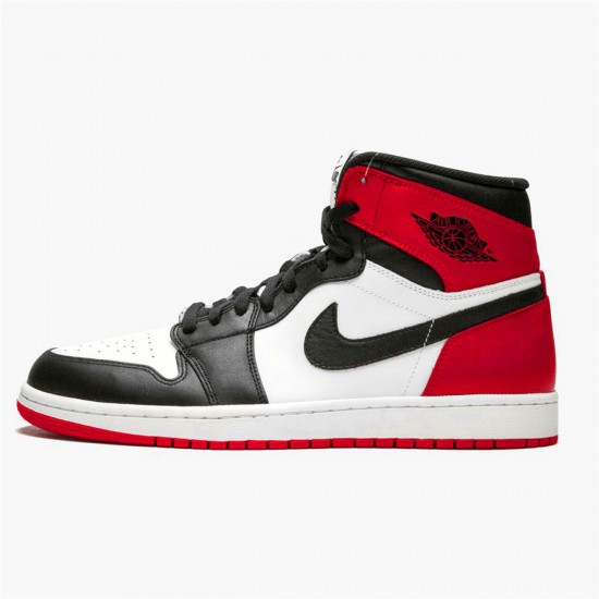 Jordan 1 Mid Black Toe (2013) Vit/Svart-Gym Röd  Jordan Sko 555088-184