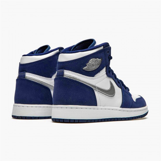 Jordan 1 High COJP Midnight Navy (2020) Vit/Metallic Silver-Midnight Navy Jordan Sko DC1788-100