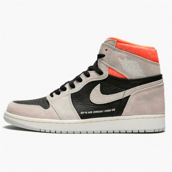 Jordan 1 High Neutral Grey Hyper Crimson Neutral Grå/Svart-Hyper Crimson-Vit Jordan Sko 555088-018