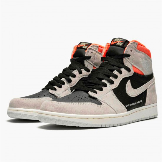 Jordan 1 High Neutral Grey Hyper Crimson Neutral Grå/Svart-Hyper Crimson-Vit Jordan Sko 555088-018