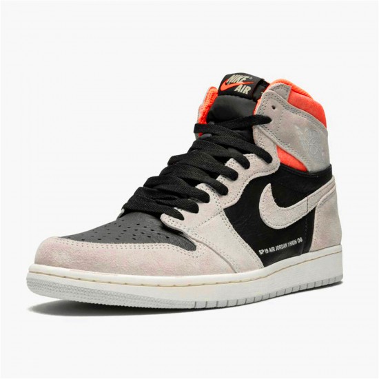 Jordan 1 High Neutral Grey Hyper Crimson Neutral Grå/Svart-Hyper Crimson-Vit Jordan Sko 555088-018