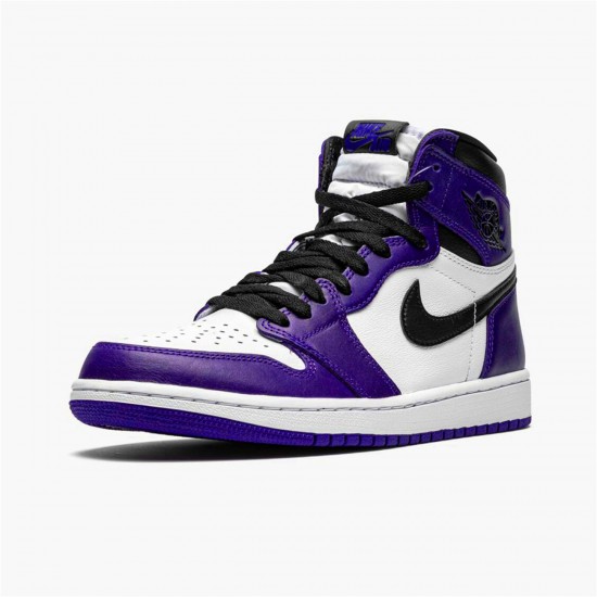 Jordan 1 High Court Purple White Court Lila/Vit-Svart Jordan Sko 555088-500